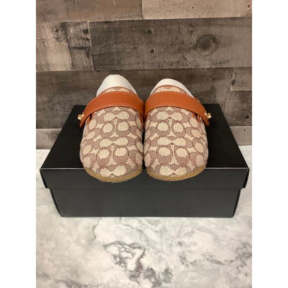 Coach Women's 7B Cocoa Amber Blake Clogs In Signature Textile Jacquard LB15-8 - Picture 2 of 9